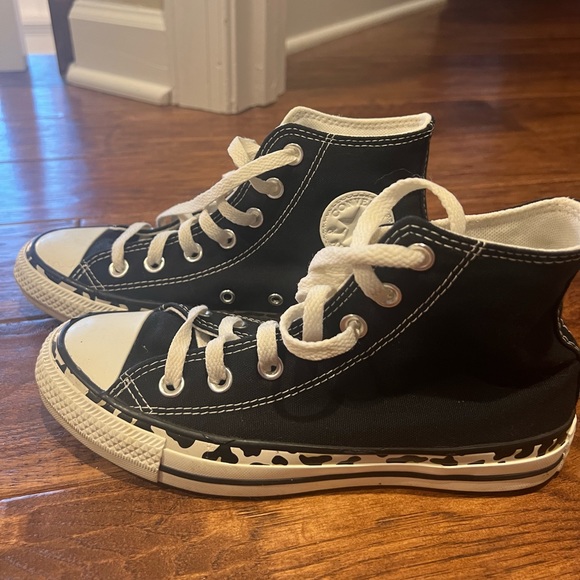 Converse All Star US size 6 - black with leopard print border #converse #allstar - Picture 2 of 3